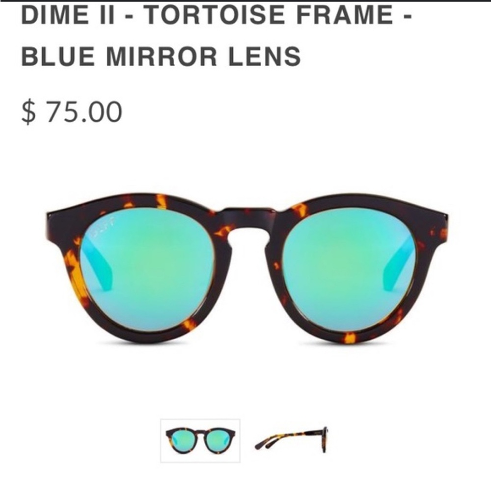 DIFF Dime II Tortoise Frame Sunglasses with Blue Mirror Lens
